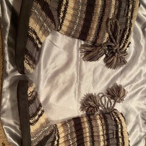 Blue striped mukluk cloth boots